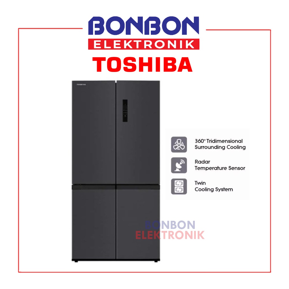 Toshiba Kulkas Side By Side GR-RF610WE-PMF Multidoor Dual Inverter