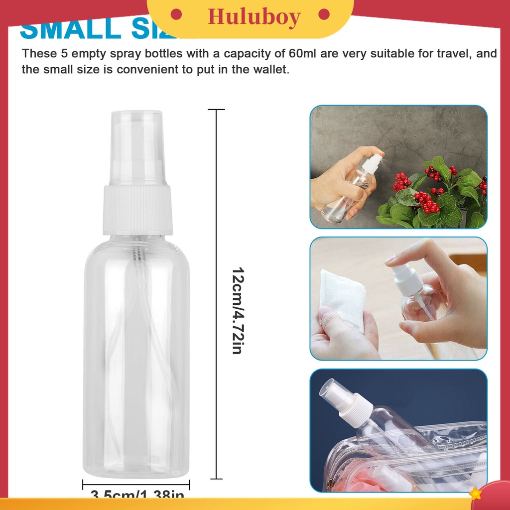 Huluboy Huluboy♡ 10pcs / 5Pcs Botol Semprot Isi Ulang Ukuran 60ml Anti Bocor Untuk Makeup