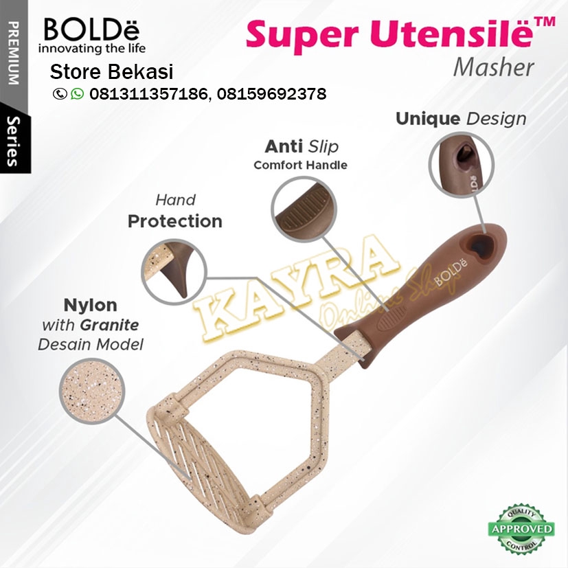 BOLDe Super Utensil Masher Potato Beige Penumbuk Kentang tidak merusak Lapisan Teflon