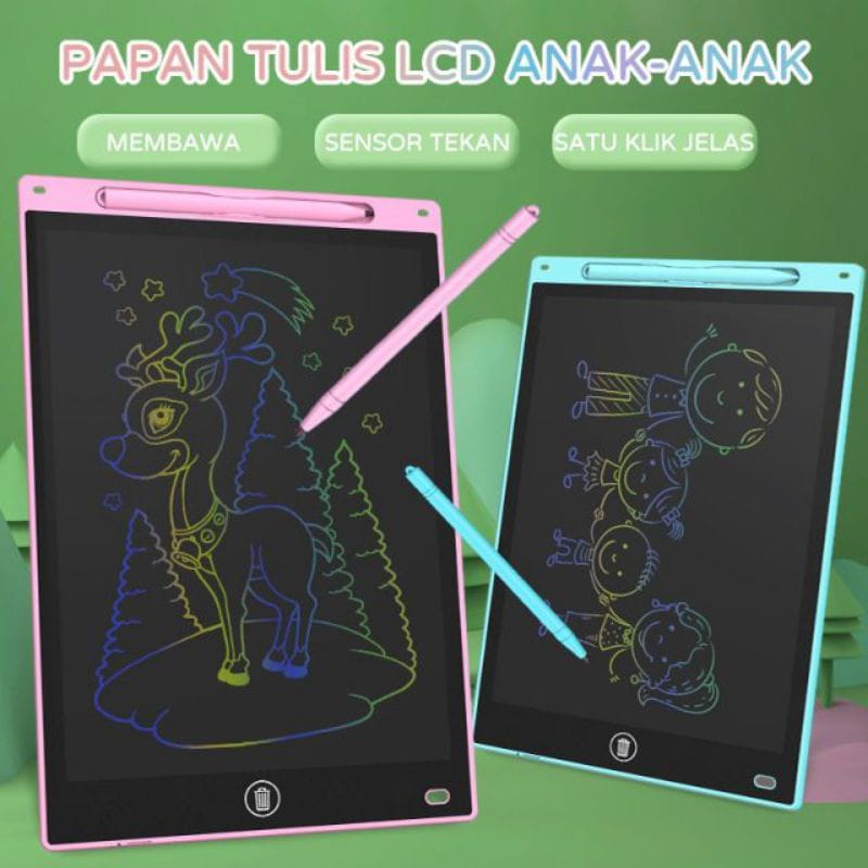(HK_88)LCD Writing Tablet Papan Tulis Untuk Anak Dewasa / Writing Pad /Drawing Pad / LCD 12 Inch Writing And Drawing Tablet
