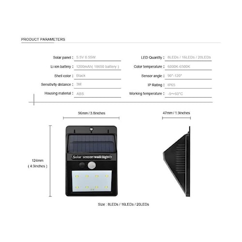 LAMPU DINDING SOLAR WATERPROOF TEMBOK TAMAN SOLAR TENAGA MATAHARI OUTDOOR LED SENSOR CAHAYA | Solar Light Lamp