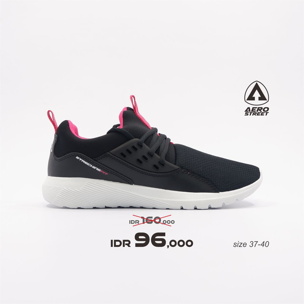 Aerostreet 37-40 StrechingFit Hitam Fushia - Sepatu Sneakers Casual