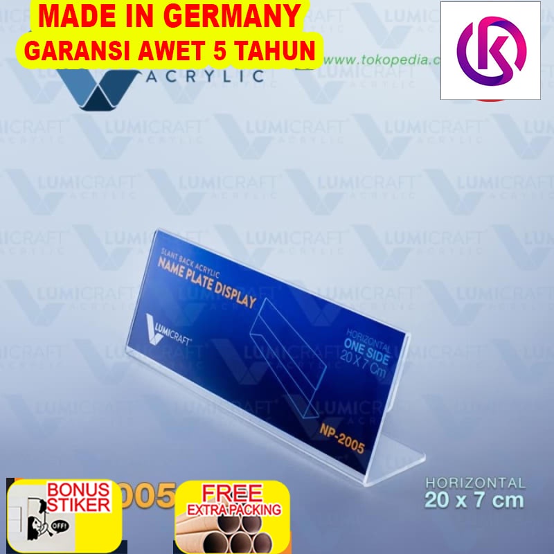 

Grosir Label/Name Plate Display/Stand Acrylic/Akrilik Model L - 20 x 7 cm