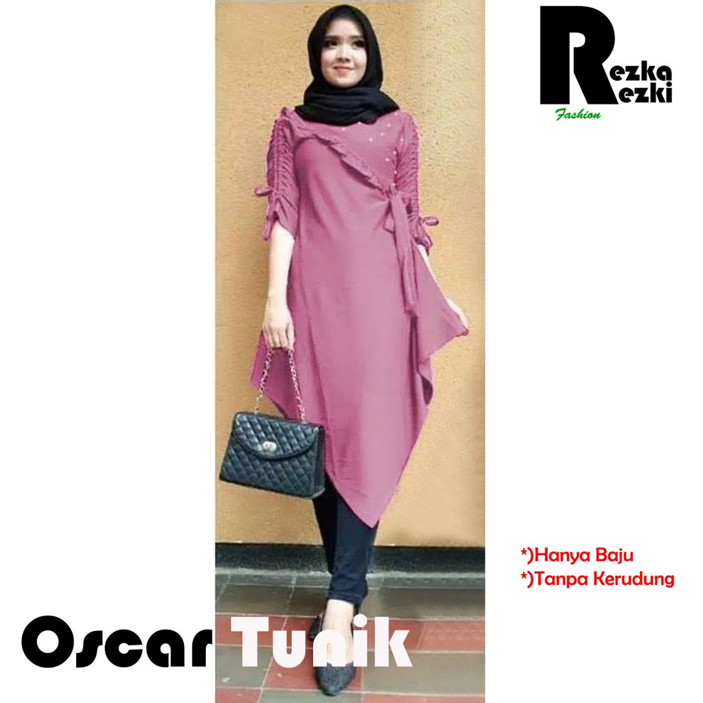 REZKAREZKI FASHION//OSCAR TUNIK MOSCREPE BAJU MUSLIM WANITA FASHION MUSLIM TERBARU FASHION TERMURAH 