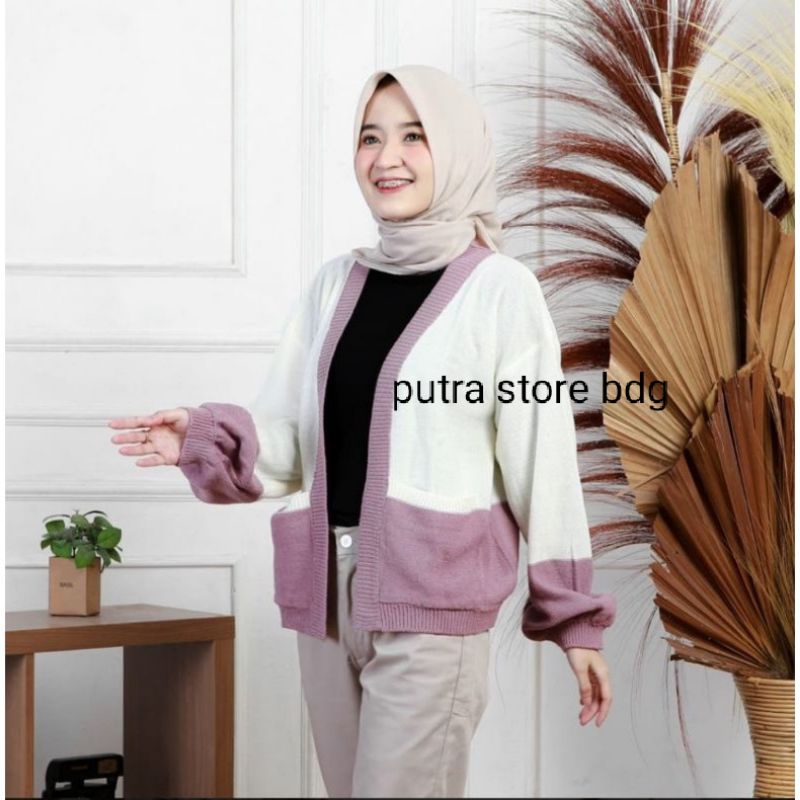 CLARA COMBO CARDIGAN RAJUT WANITA RAJUT TEBAL PREMIUM