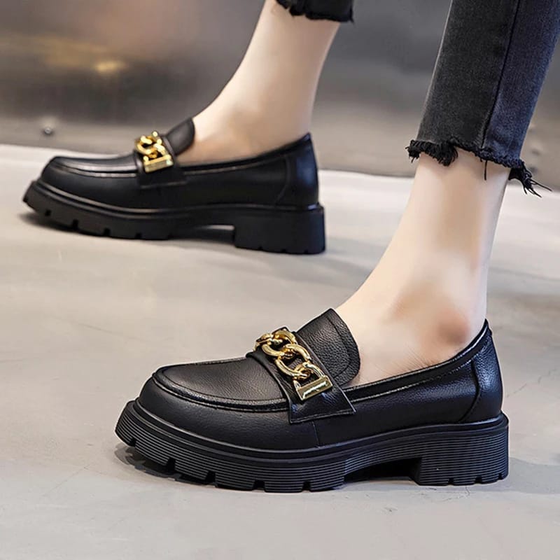 4.4 SEPATU WANITA '' CLARRA '' LOAFERS FASHION RANTAI EMAS PREMIUM QUALITY DG 01