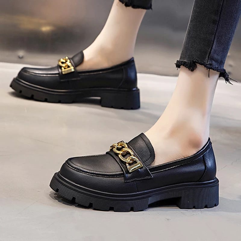 4.4 SEPATU WANITA '' CLARRA '' LOAFERS FASHION RANTAI EMAS PREMIUM QUALITY DG 01