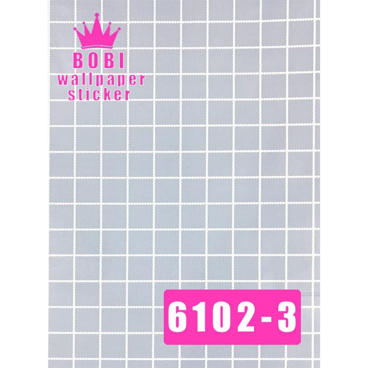 Wallpaper Sticker Kotak Putih Hijau Keabuan 6102-3 / Wallpaper Sticker Murah &amp; Berkualitas / 9mx45cm