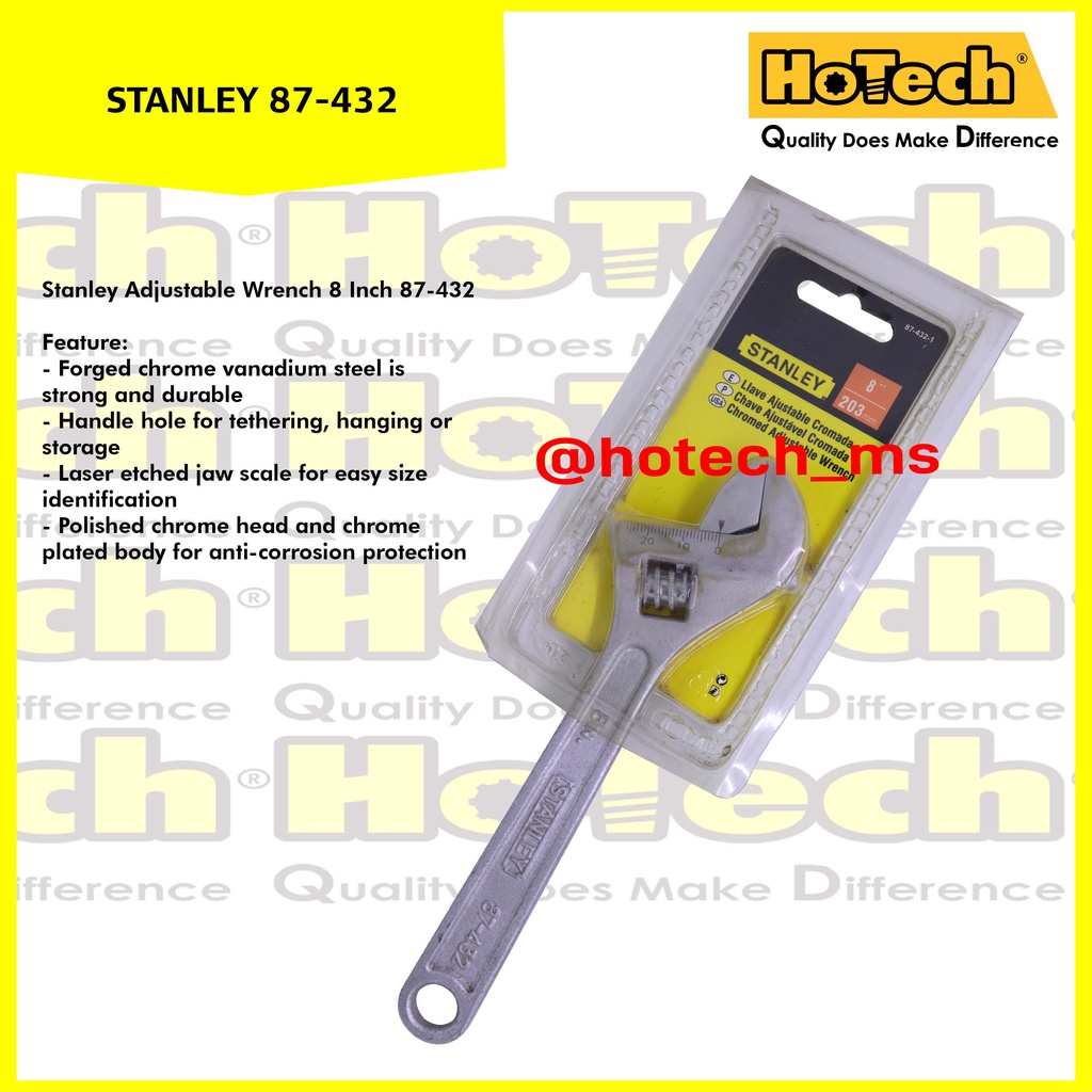 Kunci Inggeris 8" Stanley | STANLEY | Adjustable Wrench 8"