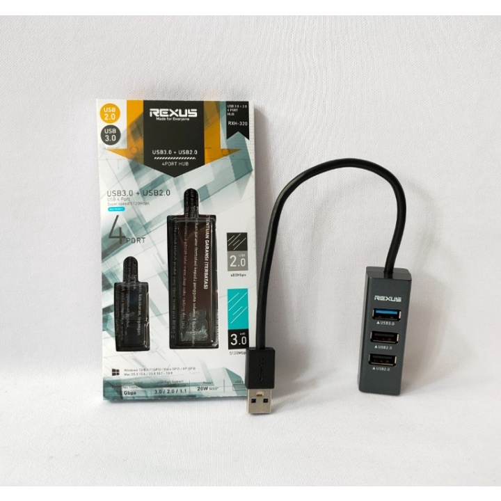 REXUS RXH320 USB HUB 4PORT (1PORT USB 3.0 + 3PORT USB 2.0)