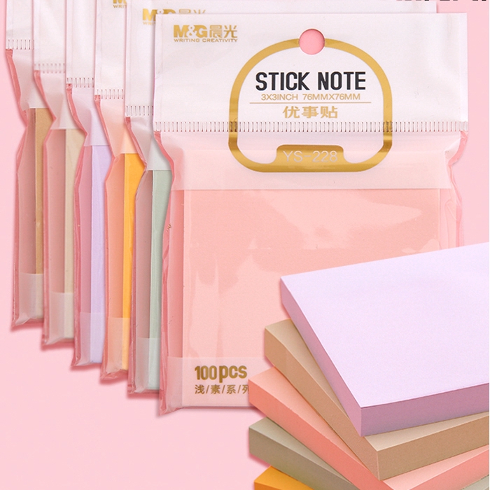 100 Lembar Sticky Note Monochrome Macaron Untuk Kantor/Pelajar