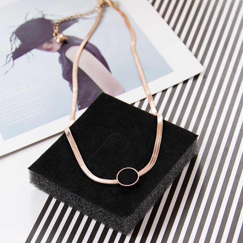 Kalung Titanium Bvlgar Black Square Anti Karatan Wanita Korea