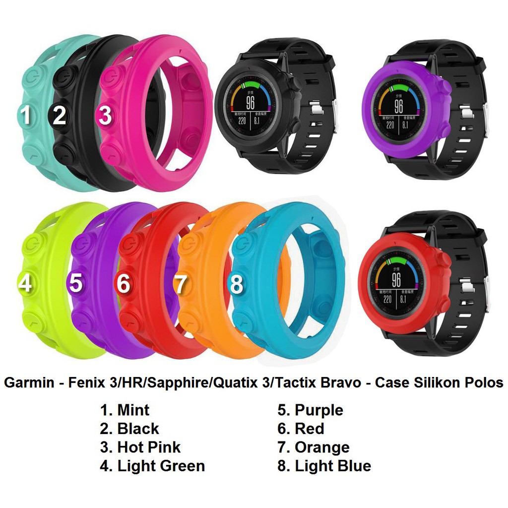 Garmin Fenix 3 HR Sapphire Quatix Tactix Bravo - Case Cover Bumper Polos Silikon Silicone Karet