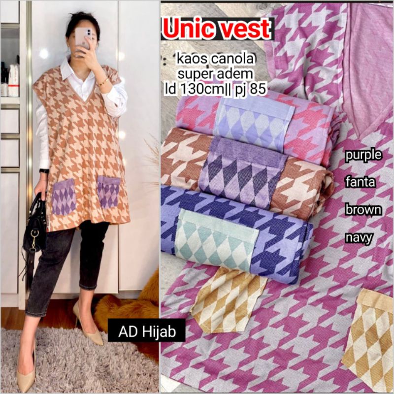 BAJU ATASAN WANITA JUMBO BIG SIZE KAOS LD 130  // UNIC VEST TUNIK BY AD HIJAB FASHION HQ