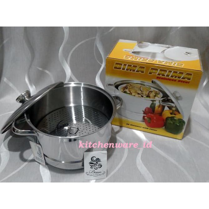Panci Bima Stainless Steel Steamer 26 Cm With Cover / Kukusan Langseng
