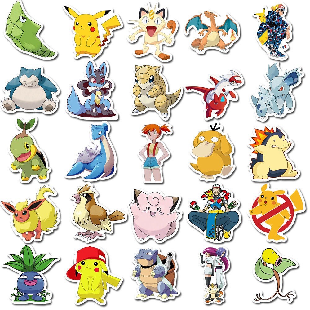 100pcs Stiker Desain Kartun Pokemon Pikachu Model DIY