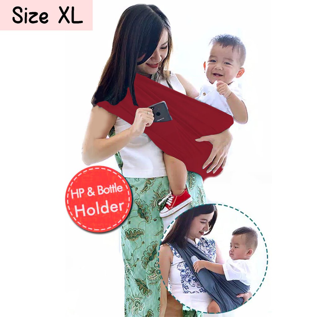 BARU Gendongan Bayi Kaos Geos selendang Bayi Praktis BY 44 GB Polos Ukuran XL