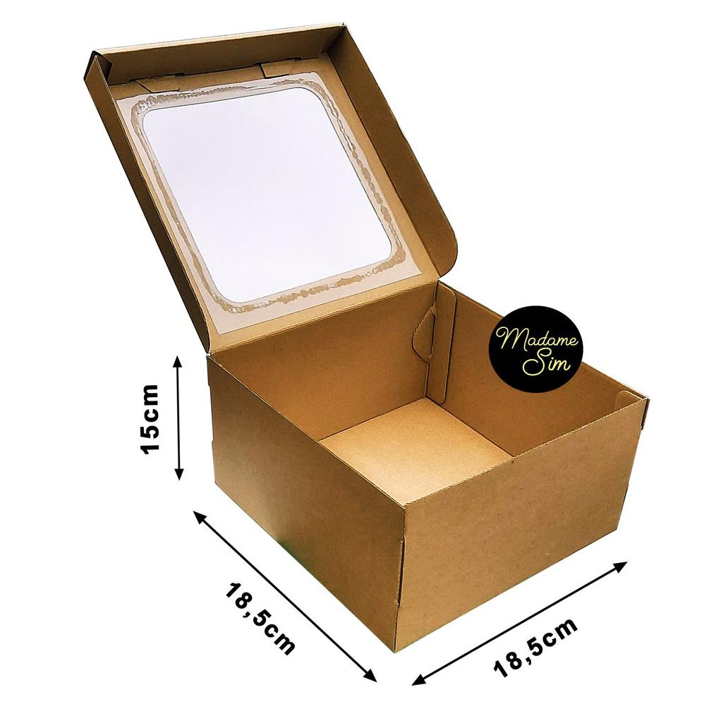 

Kotak Kue - Cake Box - Dus Bolu 18 X 18 X 15 Cm - Jendela (Isi : 10 Pcs)