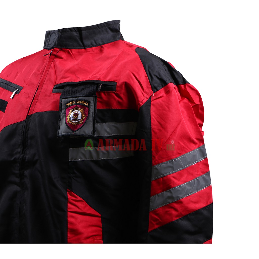 Jaket Parasut Waterproof SABHARA Htam/Merah