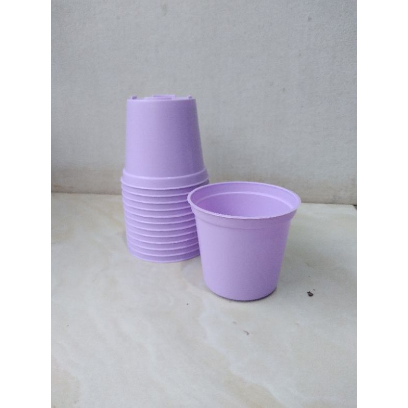 pot tanaman, pot mini, pot nkt 8 warna ungu perlusin