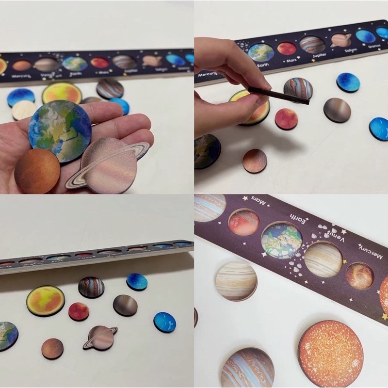 wooden solar system puzzle kayu planet knob puzzle