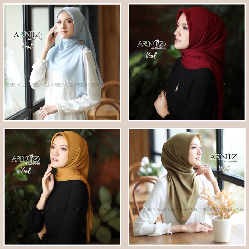 khimar Hijab Segi Empat Polos Plain Square Scarf Voal Original By Arniz Collection