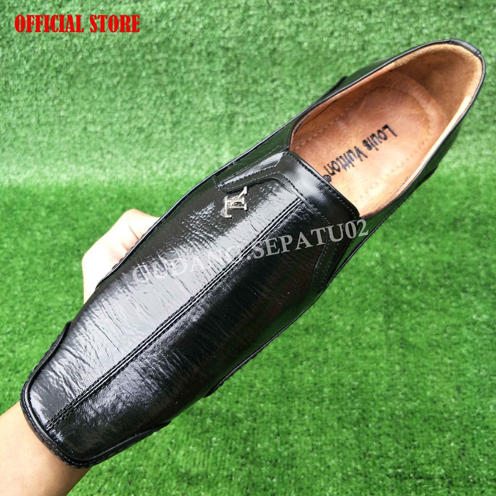 GS02   LOUIS VUITTON 4007   SEPATU PANTOFEL KULIT ASLI FORMAL PRIA KERJA KANTOR RESMI MURAH   KQ