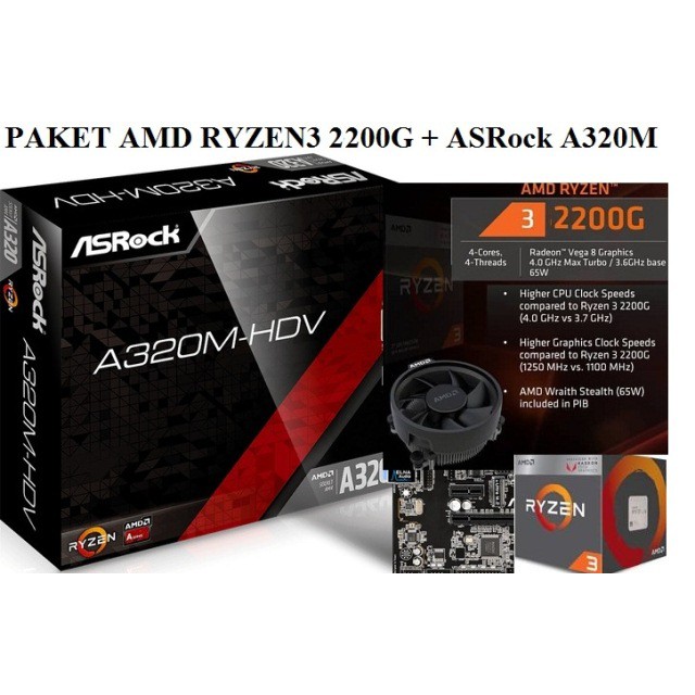 Paket AMD Ryzen3 2200G & MB ASRock A320M-HDV