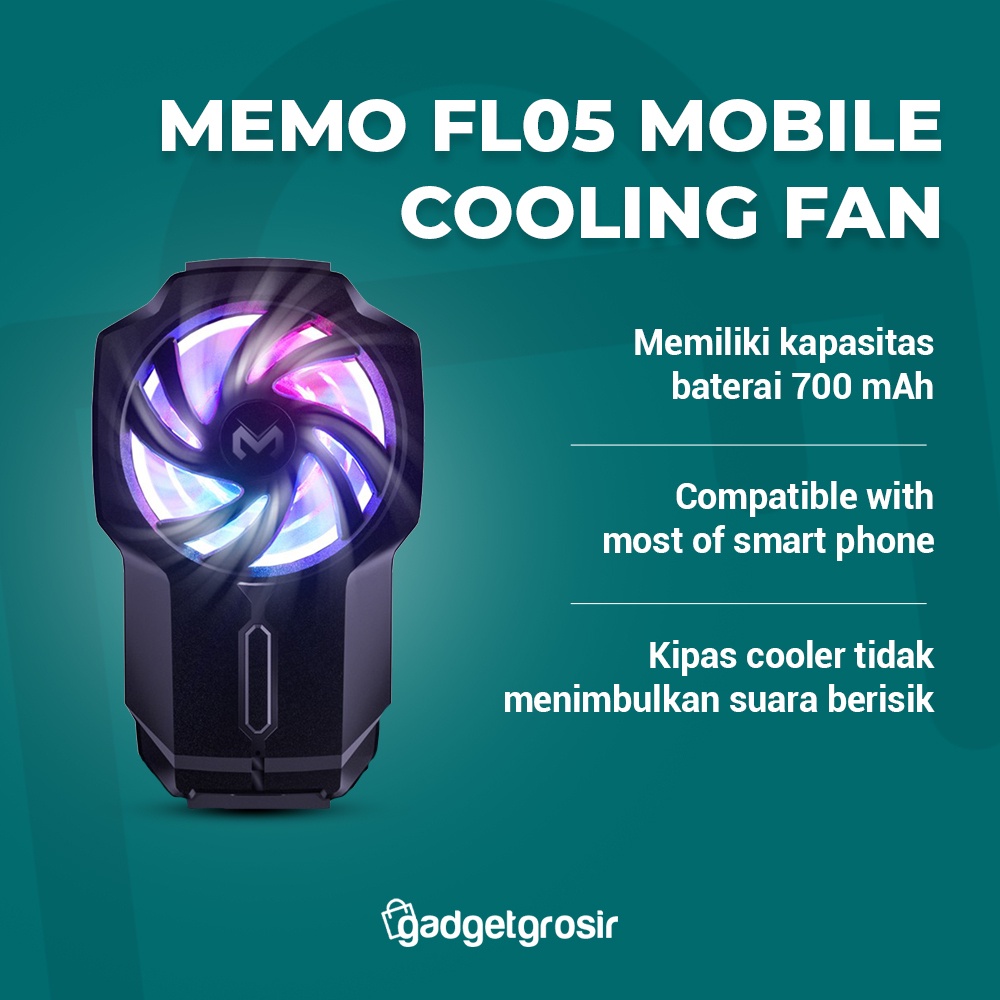 Cooling Fan Memo FL05 LED Cooler HP Kipas Pendingin Handphone Smartphone Gaming Android Iphone