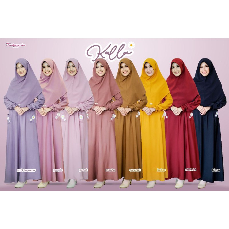 ZABANNIA KALLA GAMIS MOM DRESS WANITA BAJU SARIMBIT KELUARGA RAMADHAN LEBARAN WARNA CARAMEL MAROON M