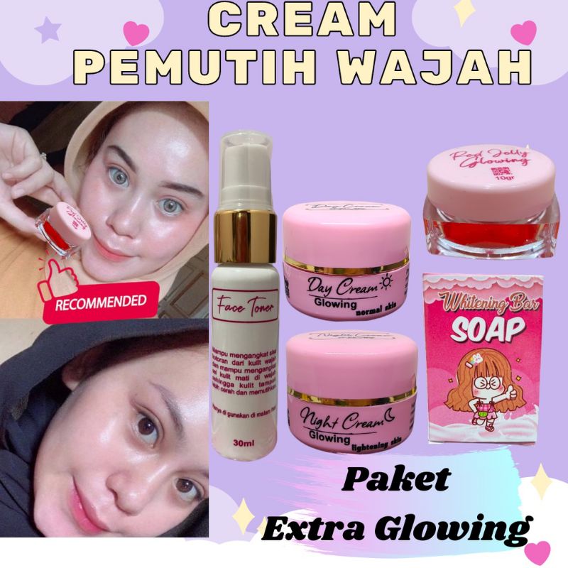 Skincare Pemutih wajah (PAKET EXTRA GLOWING + RED JELLY) Cream pemutih wajah ampuh