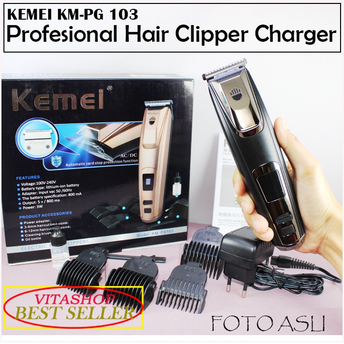 ALAT CUKUR RAMBUT KEMEI KM-PG103 CLIPPER PANGKAS DAN POTONG MESIN CUKURAN CAS