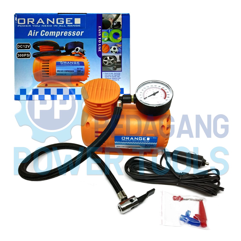 KOMPRESOR ANGIN MINI ORANGE DC 12V - MINI AIR COMPRESSOR - POMPA BAN