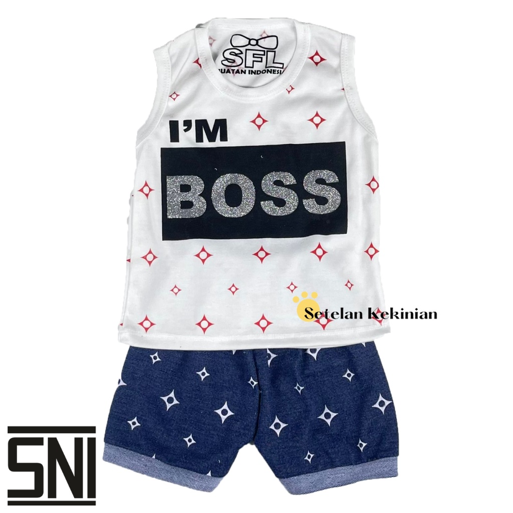 [SINGLET] Setelan Singlet Anak Laki Laki 0-12bulan Set Baby Boy Lekbong Singlet Baby Set Singlet Rompi Papaboy Mamaboy Miniboss