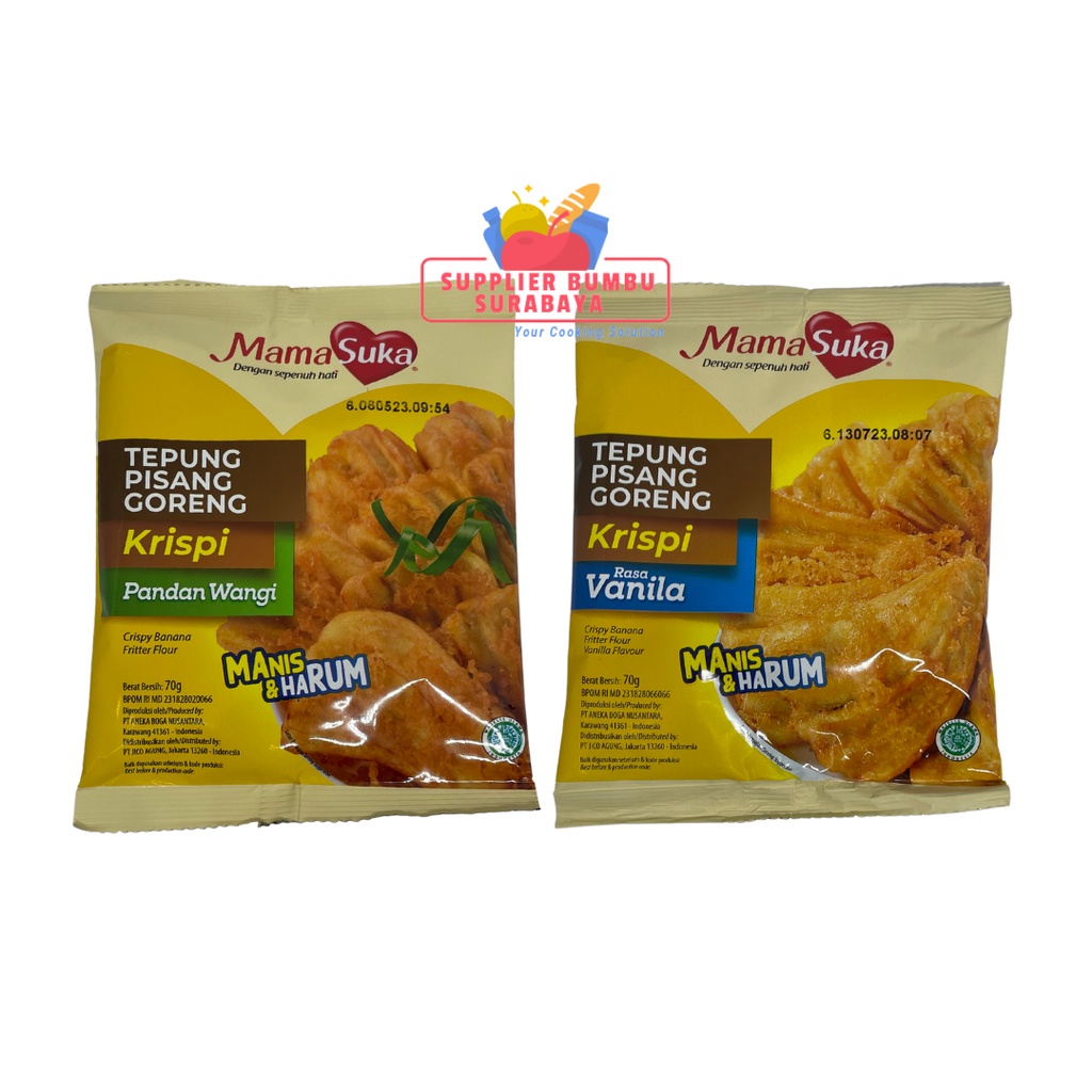 MamaSuka Tepung Pisang Goreng Crispy Pandan Wangi Vanilla 70g