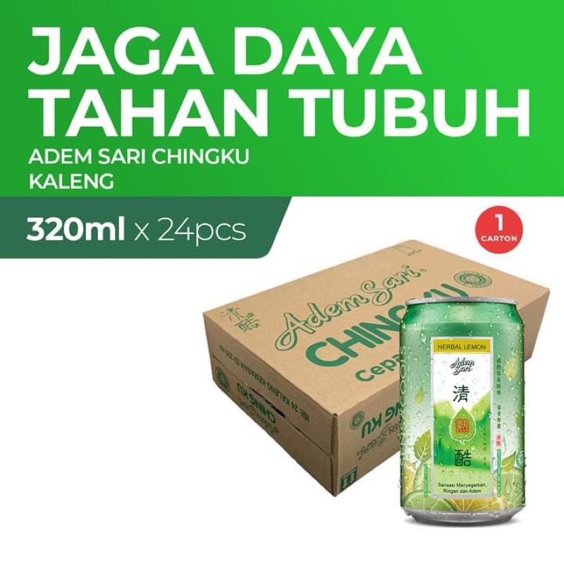 

Adem Sari Chingku Sparkling kemasan kaleng 1 karton isi 24 pcs