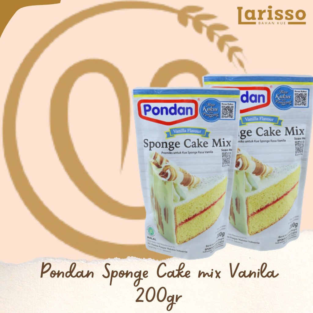 

PONDAN SPONGE CAKE MIX VANILLA FLAVOUR PREMIKS KUE RASA VANILA 200GR POUCH