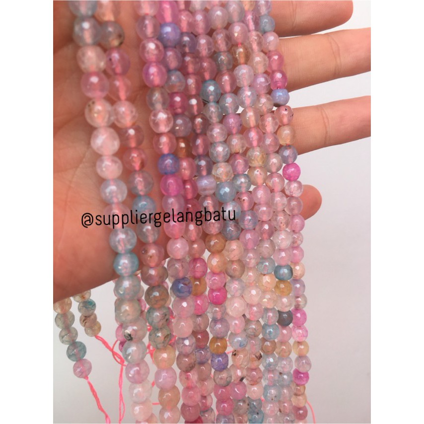 Natural Morgan FACETED beads 6mm CUTTING batu manik manik craft impor bahan craft aksesoris supplier