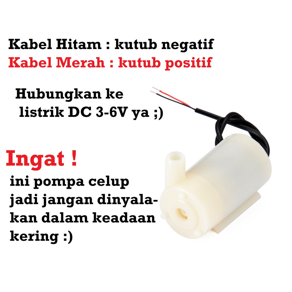 [HAEBOT] Pompa Air Celup Mini 3-6V DC Submersible Micro Pump 5V Vertikal Horizontal Amphibi Motor Kecil