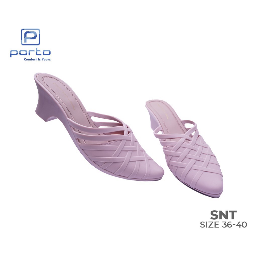 (COD) Sandal Selop Santai Wanita Wedges Jelly Karet Porto SNT