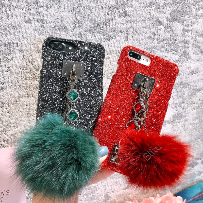Glitter Diamond Pom Pom Hard Case SAMSUNG A2 A3 A5 A6 A7 A8 A9 Core Pro Plus Star 2016 2017 2018
