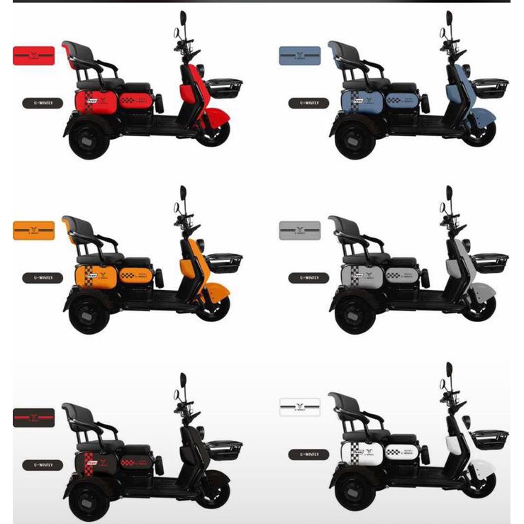 Sepeda Motor Listrik Tipe Uwinfly Maleo Roda Tiga Disc Brake By UWINFLY Garansi SNI untuk orang tua 4 ban 3 baris kursi anti jatuh kuat 250 kg keranjang dan bisa lipat kursi-3