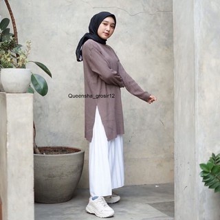 tunik slit dress rajut wanita muslim panjang/boxi tunik dress rajut wanita