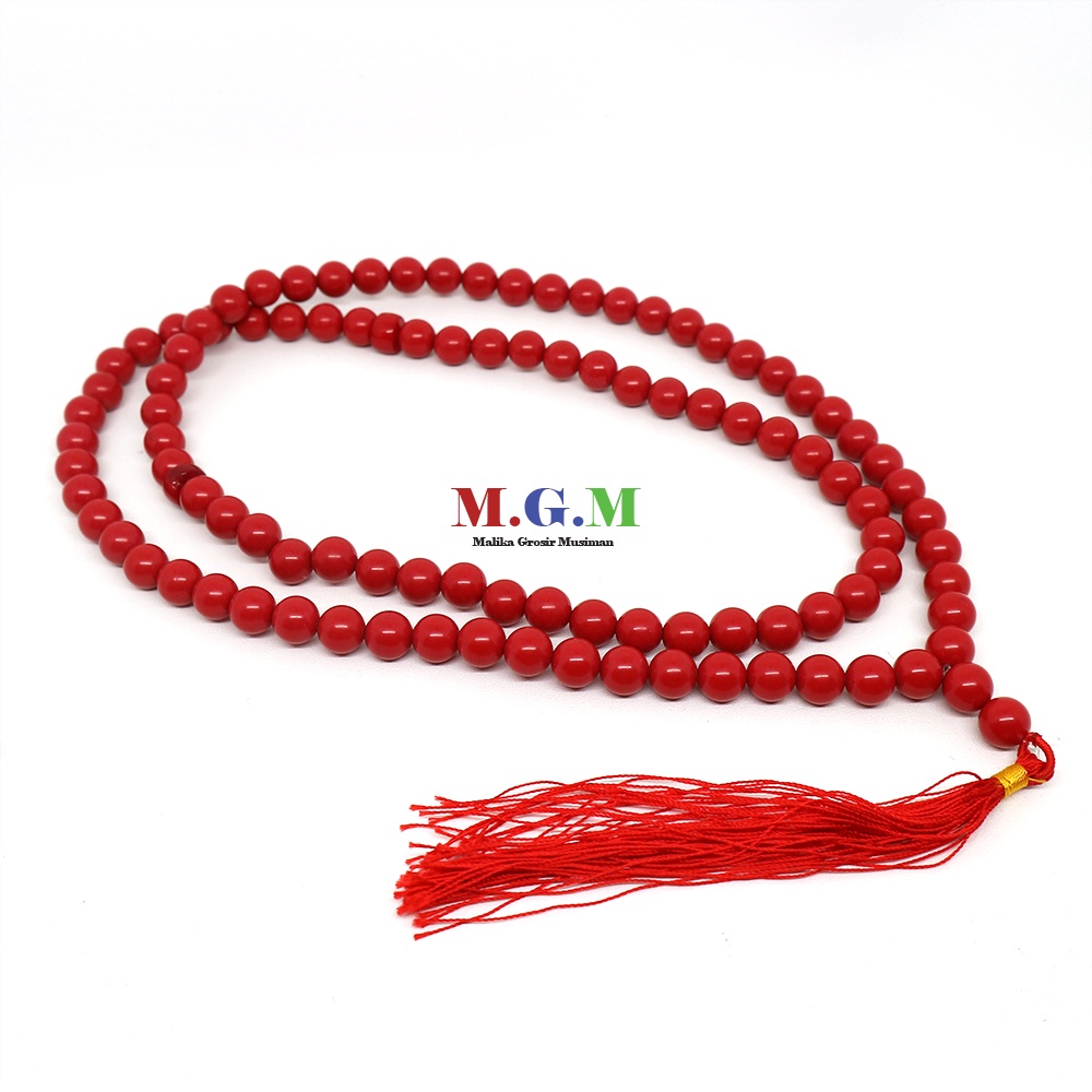 TASBIH BATU RED MARJAN 99 8MM ORIGINAL