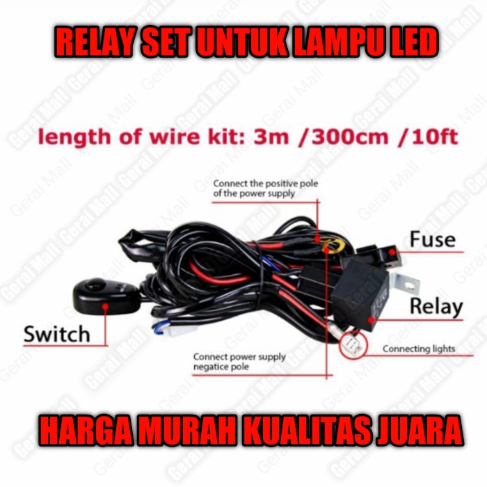 Kabel Relay set lampu led motor mobil