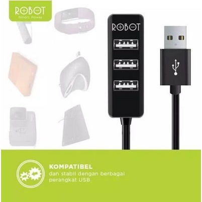 ROBOT USB HUB 4 PORT 2.0 H140-80 80CM BLACK Garansi Original Resmi Penambah Port USB