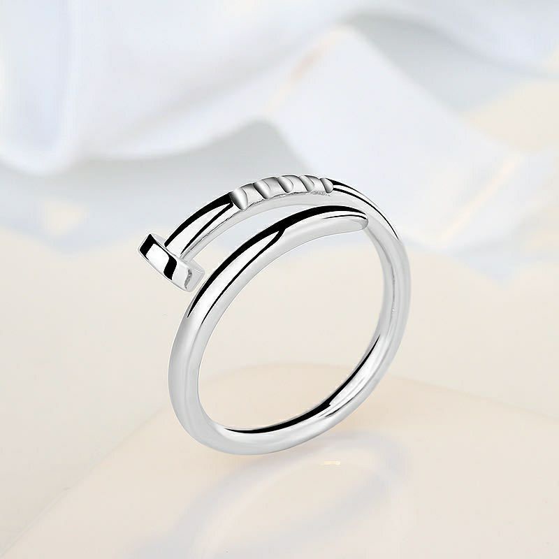 Cincin couple Hitam Titanium Model Paku Stainless steel anti karat selamanya Fashion Ring Metal Gaul