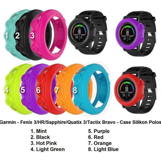 GARMIN FENIX 3 HR SAPPHIRE - CASE COVER BUMPER POLOS SILIKON KARET - HOT PINK 2807
