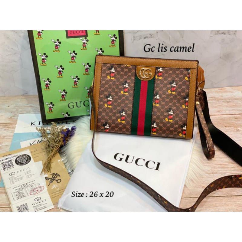 Clutch Premium + Box Gucci Voyage Pita Kulit Asli