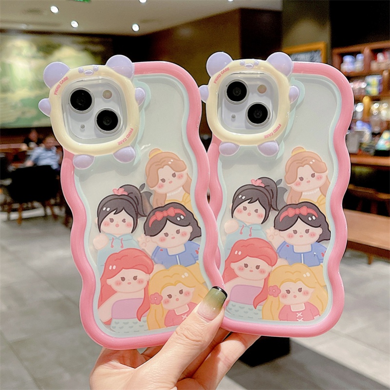 Soft Case Pelindung Bumper Shockproof Pola Gelombang Kecil Monster Untuk iPhone 14 13 12 11 Pro Max X Xr Xs Max 7 8 6 6s Plus SE